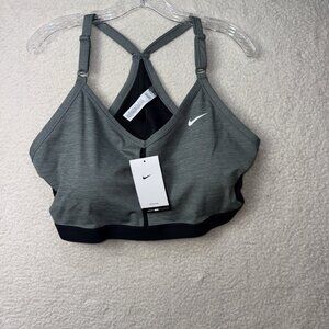 Nike Women's Plus Dri-FIT V-Neck Indy Racerback Bra - 3X Gray Black DN4181-084